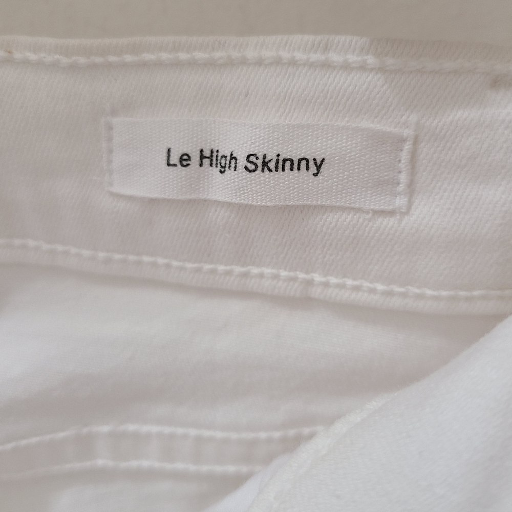 FRAME DENIM White Le High Skinny Distressed Jeans in Blanc Rip Sz 26 - Picture 9 of 14